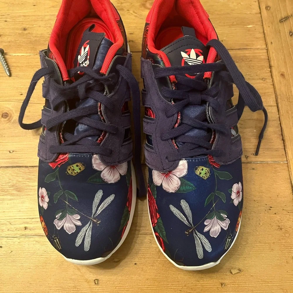 Rita Ora Adidas ZX 500 2.0 Women’s Floral Navy Red Sneakers size 9 - Picture 1 of 7